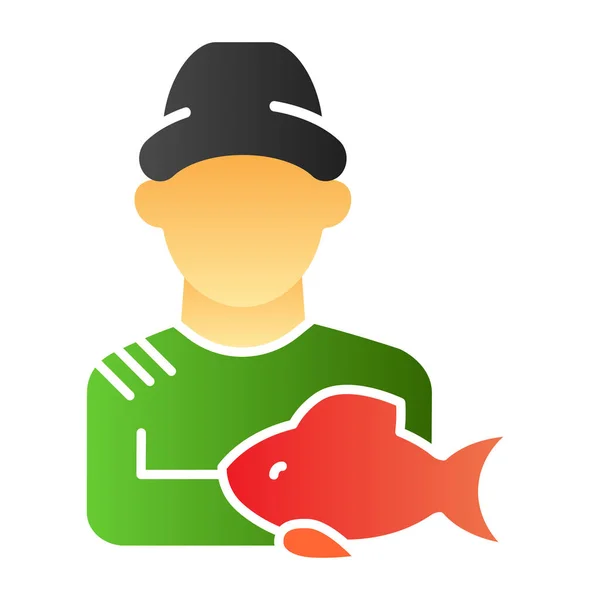 Fisher and the catch flat icon. Angler color icons in trendy flat style. Fisherman with fish gradient style design, designed for web and app. Eps 10. — Stock Vector