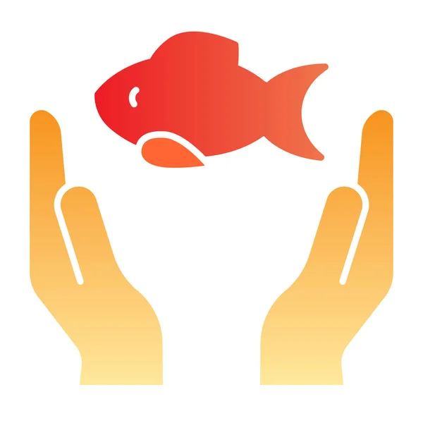 Dos manos y pescado icono plano. Iconos de color de peces y brazos en estilo plano de moda. Pescado en manos diseño de estilo degradado, diseñado para la web y la aplicación. Eps 10 . — Vector de stock
