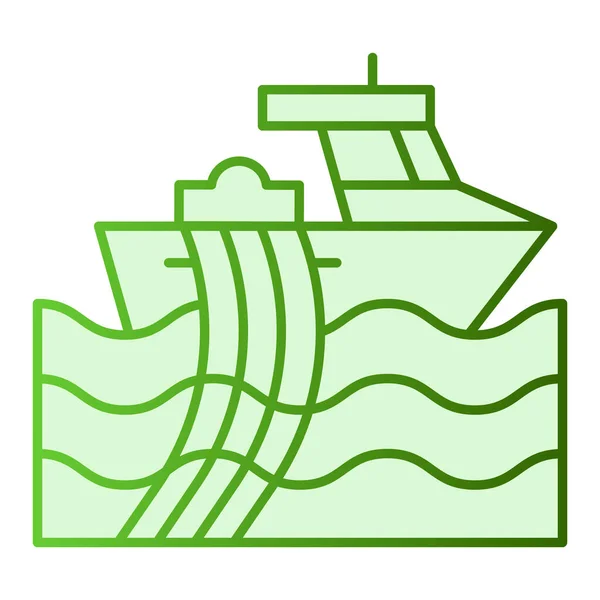 Ícone plano do arrastão. Ícones verde navio de pesca em estilo moderno plana. Navio com redes design estilo gradiente, projetado para web e app. Eps 10 . — Vetor de Stock