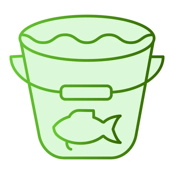 Fångst platt ikon. Fiske hink gröna ikoner i trendig platt stil. Skopa med vatten och fisk lutning stil design, utformad för webb och app. Eps 10. — Stock vektor