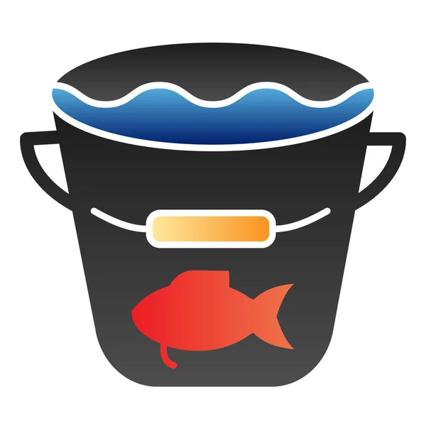 El icono de la captura plana. Iconos de color cubo de pesca en estilo plano de moda. Cubo con diseño de estilo gradiente de agua y pescado, diseñado para web y aplicación. Eps 10 . — Vector de stock