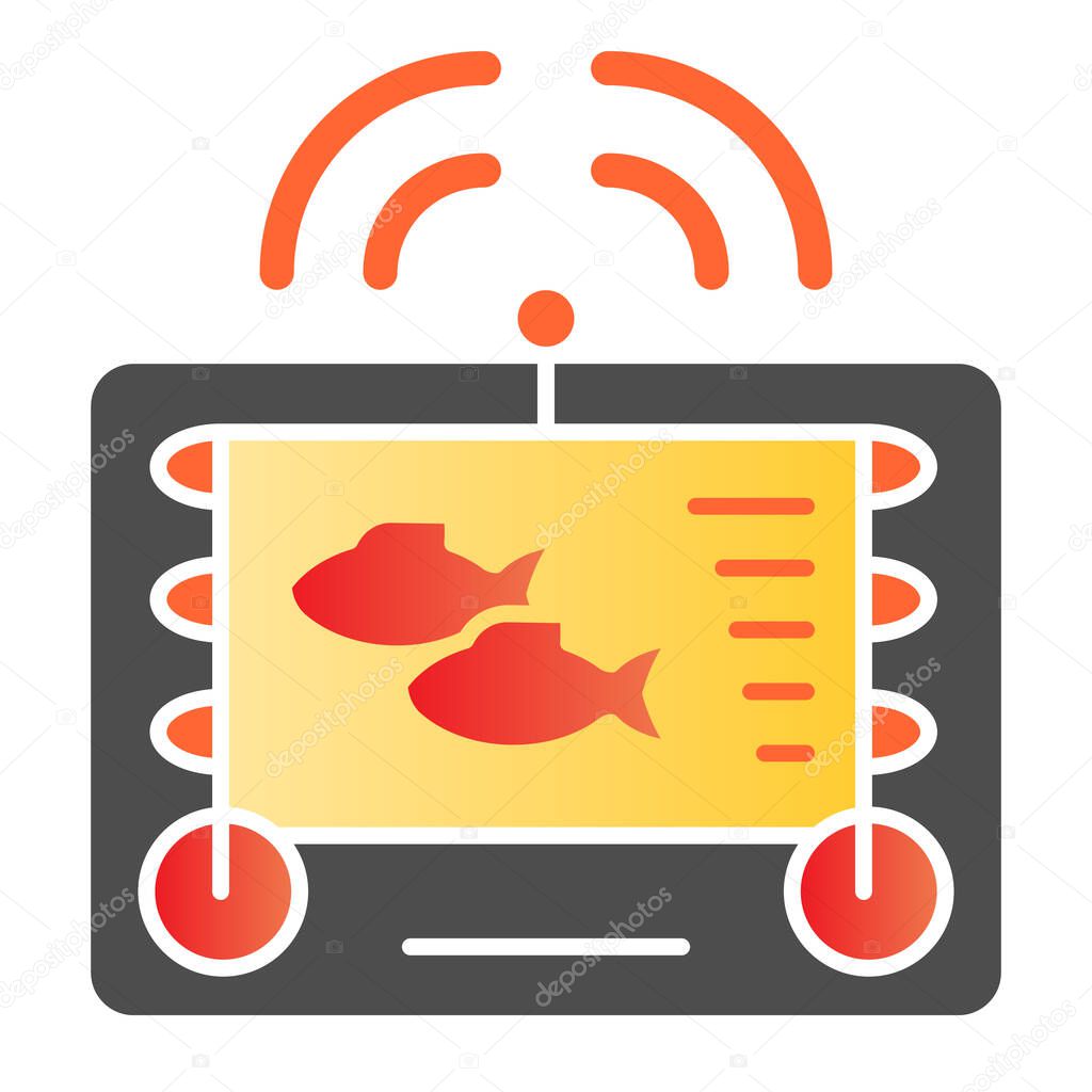 Fishing echo sounder flat icon. Fishfinder color icons in trendy flat style. Digital gadget gradient style design, designed for web and app. Eps 10