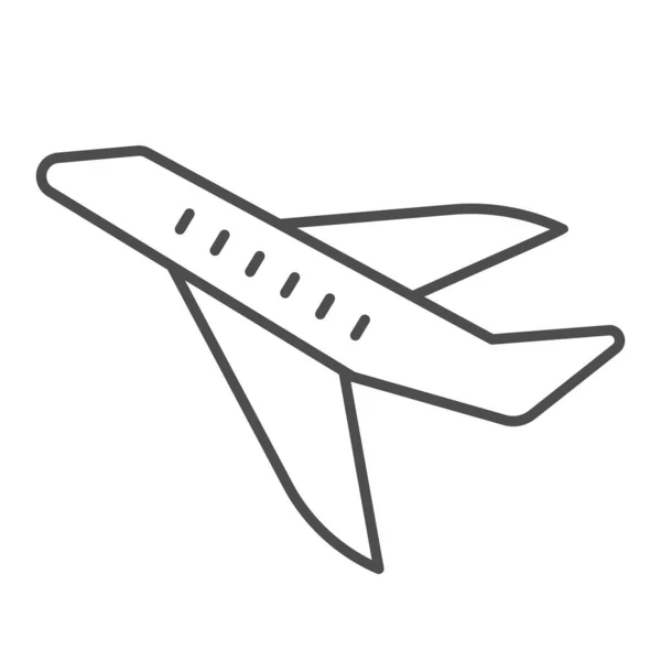 Flugzeug dünne Linie Symbol, Transportkonzept, fliegendes Flugzeug Zeichen auf weißem Hintergrund, Flugzeug Silhouette Symbol in Umriss Stil für mobiles Konzept und Web-Design. Vektorgrafik. — Stockvektor