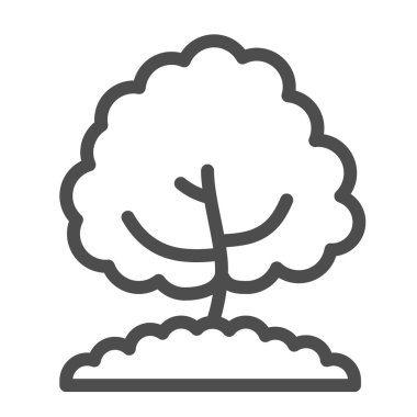 Ağaç çizgisi ikonu, doğa konsepti, beyaz zemin tabelasında büyüyen genç ağaç, mobil konsept ve web tasarımı için ana hatlı Oak siluet simgesi. Vektör grafikleri.