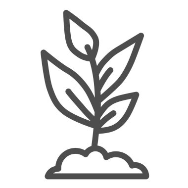 Genç büyüme çizgisi ikonu, tarım kavramı, beyaz arka planda birçok yaprak işareti olan filizlenme, mobil konsept ve web tasarımı için ana hatlarda bitki ikonu yetiştirme. Vektör grafikleri.