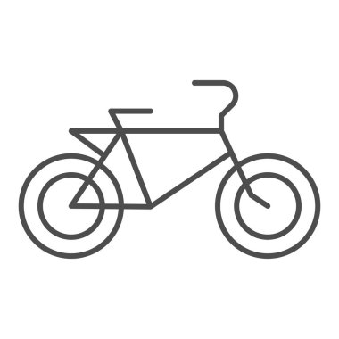 Bisiklet ince çizgi simgesi, spor konsepti, beyaz arka planda bisiklet tabelası, mobil konsept ve web tasarımı için ana hatlı bisiklet ikonu. Vektör grafikleri.