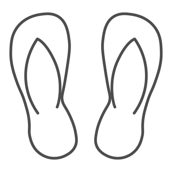 Flip flops thin line icon, Summer concept, Beach slippers sign on white background, Summer footwear icon in outline style for mobile concept and web design. Grafis vektor. - Stok Vektor