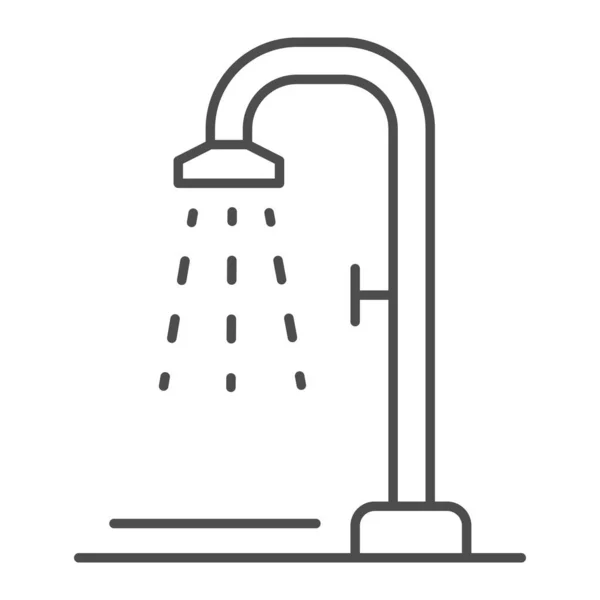 Zuhanyzó vékony vonal ikon, Summertime koncepció, strand zuhanyzó jel fehér háttér, Nyilvános zuhany ikon vázlatos stílus mobil koncepció és web design. Vektorgrafika. — Stock Vector