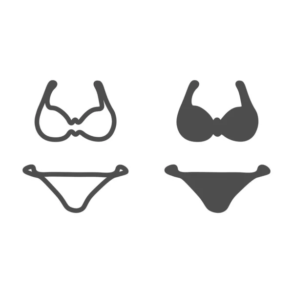 Bikini vonal és szilárd ikon, Nyári koncepció, fürdőruha jel fehér háttéren, női fürdőruha ikon körvonalazott stílusban a mobil koncepció és a web design. Vektorgrafika. — Stock Vector