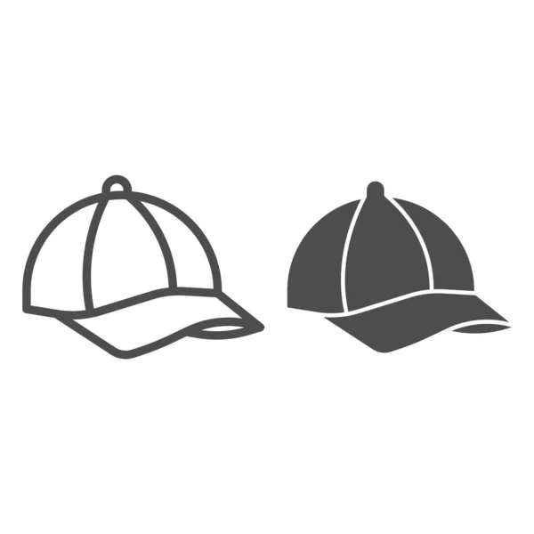 Sapka vonal és szilárd ikon, Nyári koncepció, Baseball sapka jel fehér háttér, sport kalap ikon körvonalas stílus mobil koncepció és web design. Vektorgrafika. — Stock Vector