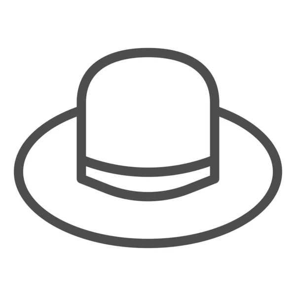 防晒帽线图标，夏季概念，白色背景上的女性优雅帽徽，移动概念和网页设计中的太阳头饰图标轮廓风格。矢量图形. — 图库矢量图片