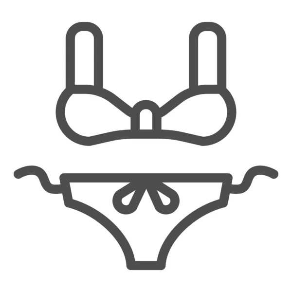 Icône de ligne de maillot de bain femme, concept d'été, signe de maillot de bain femme sur fond blanc, icône de bikini dans le style de contour pour concept mobile et conception web. Graphiques vectoriels . — Image vectorielle