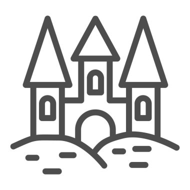 Kumdan kale çizgisi ikonu, yaz konsepti, plaj kumdan kale tabelası, plaj ikonu üzerinde güzel kum kalesi mobil konsept ve web tasarımı için tasarım tarzı. Vektör grafikleri.