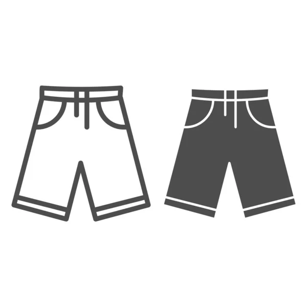 Ligne de shorts et icône solide, Concept d'été, Short bermuda homme signe sur fond blanc, icône maillots de bain dans le style de contour pour concept mobile et web design. Graphiques vectoriels . — Image vectorielle