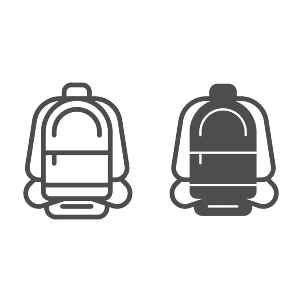 Linha de mochila e ícone sólido, conceito de turismo de verão, sinal de mochila esporte no fundo branco, ícone de mochila de viagem no estilo esboço para o conceito móvel e web design. Gráficos vetoriais . —  Vetores de Stock