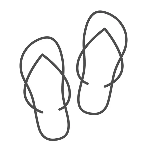 Chinelos ícone linha fina, conceito de verão, sapatos flip-flop sinal no fundo branco, ícone chinelos de praia no estilo esboço para o conceito móvel e web design. Gráficos vetoriais . —  Vetores de Stock