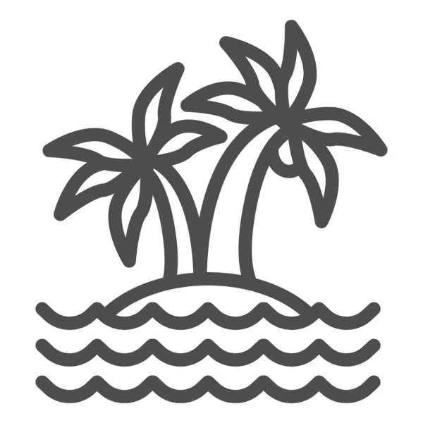 Острів з значком лінії пальми, концепція пляжу, знак тропічного острова на білому тлі, значок кокосових пальм в контурному стилі для мобільної концепції та веб-дизайну. Векторна графіка . — стоковий вектор