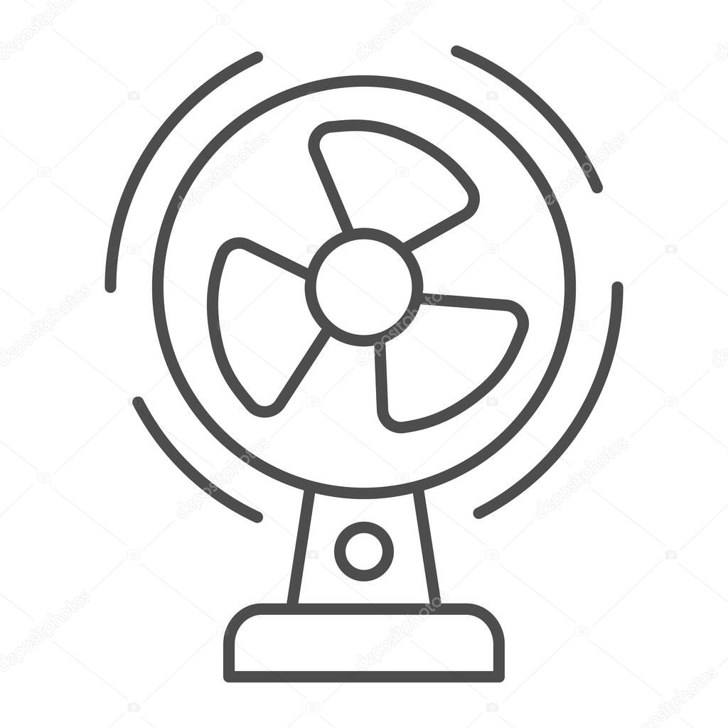 Blower thin line icon, hotel electronics concept, Ventilator sign on white background, desktop fan icon in outline style for mobile concept and web design. Vector graphics.