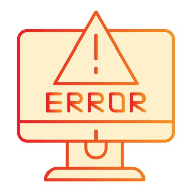 Bilgisayar yassı simgesi uyarısı. Düz moda bilgisayar hatası simgeleri. Sistem hatası gradyan tasarımı, web ve uygulama için tasarlandı. Eps 10.