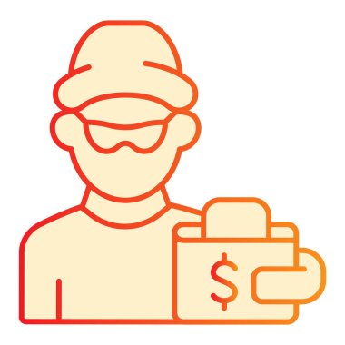 Hırsız ve cüzdan düz simge. Düz moda suç portakalı simgeleri. Hırsızlık ve cüzdan gradyan stili tasarımı, web ve uygulama için tasarlanmış. Eps 10.