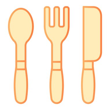 Çatal, bıçak ve kaşık düz ikon. Mutfak aletleri, düz moda turuncu simgeler. Çatal bıçak gradyan tasarımı, ağ ve uygulama için tasarlanmış. Eps 10.