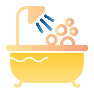 Küvet yassı ikonu. Düz moda duş rengi simgeleri. Banyo gradyanı tasarımı, ağ ve uygulama için tasarlanmış. Eps 10.