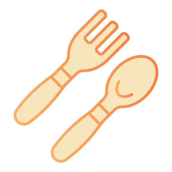 Ferramentas de jantar do bebê ícone plana. Colher de bebê e garfo ícones de laranja em estilo moderno plana. Design de estilo gradiente de talheres, projetado para web e aplicativo. Eps 10 . — Vetor de Stock