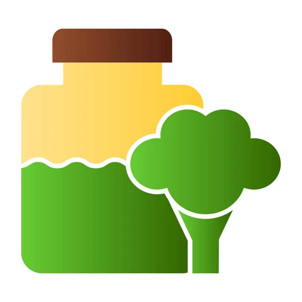 Nutrição do bebê ícone plana. Brócolis em ícones de cor jar em estilo moderno plana. Projeto de estilo gradiente de comida de bebê, projetado para web e aplicativo. Eps 10 . — Vetor de Stock