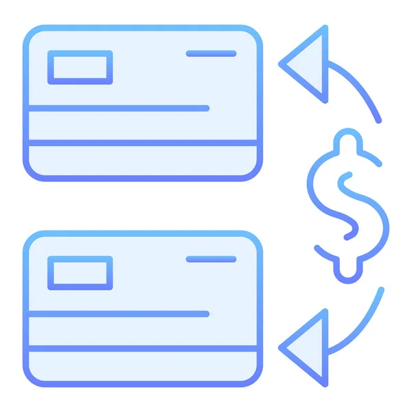 Icona della transazione piatta. Due carte di credito icone blu in stile piatto alla moda. Design in stile gradiente di trasferimento di denaro, progettato per web e app. Eps 10 . — Vettoriale Stock