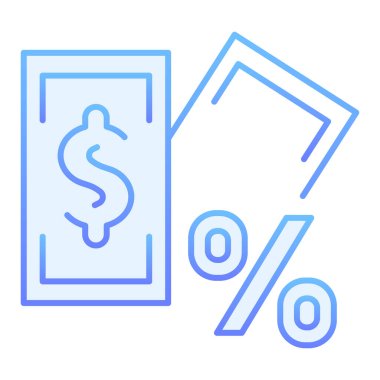 Yüzde yüz imzalı banknot düz simge. Moda olan düz stil kredi mavi simgeleri. Faiz ve para gradyan stil tasarımı, web ve uygulama için tasarlandı. Eps 10.