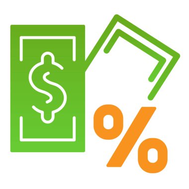 Yüzde yüz imzalı banknot düz simge. Renk simgeleri modada düz. Faiz ve para gradyan stil tasarımı, web ve uygulama için tasarlandı. Eps 10.