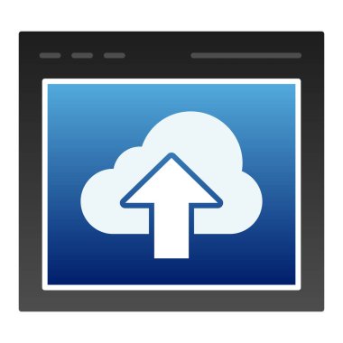 Bulut indirme düz simgesi. Düz moda ok renk simgelerine sahip veri sunucusu. Bilgisayar penceresi gradyan tasarımı, ağ ve uygulama için tasarlandı. Eps 10.