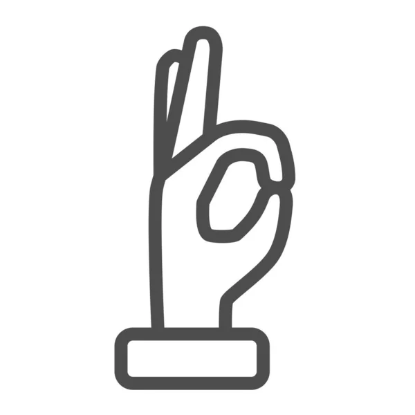 Gesto icono de línea aceptable, concepto de gestos de mano, signo de símbolo de mano aceptable sobre fondo blanco, icono de mano de aprobación en estilo de esquema para el concepto móvil y el diseño web. Gráficos vectoriales . — Vector de stock