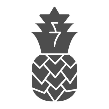 Ananas katı ikonu, yaz konsepti, beyaz arka planda tropikal meyve tabelası, mobil konsept ve web tasarımı için kabartma şeklinde ananas simgesi. Vektör grafikleri.