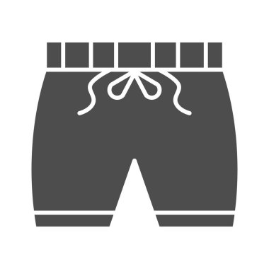 Kısa şort, yaz konsepti, beyaz arka planda yüzme şortu işareti, mobil konsept ve web tasarımı için kabartma şeklinde yüzme ikonu. Vektör grafikleri.