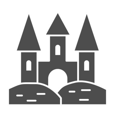 Kum kalesi katı ikonu, yaz konsepti, plaj kumdan kale tabelası beyaz arka planda kumdan kale, mobil konsept ve web tasarımı için simge şeklinde güzel bir kumdan kale. Vektör grafikleri.