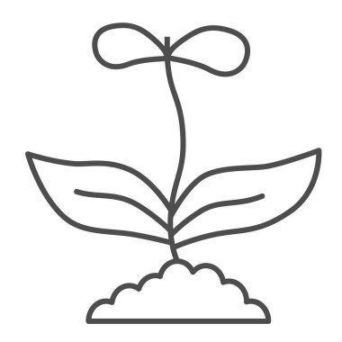 İki taç yaprağı ince çizgi ikonu, çiçek kavramı, beyaz arka planda bahar çiçeği işareti, mobil konsept ve web tasarımı için ana hatlarda çiçek ikonu büyüyor. Vektör grafikleri.