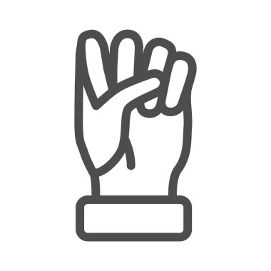 Yumruk çizgisi simgesi, el hareketleri kavramı, beyaz arka planda güç jesti işareti, mobil konsept ve web tasarımı için taslak şeklinde yükseltilmiş yumruk simgesi. Vektör grafikleri.