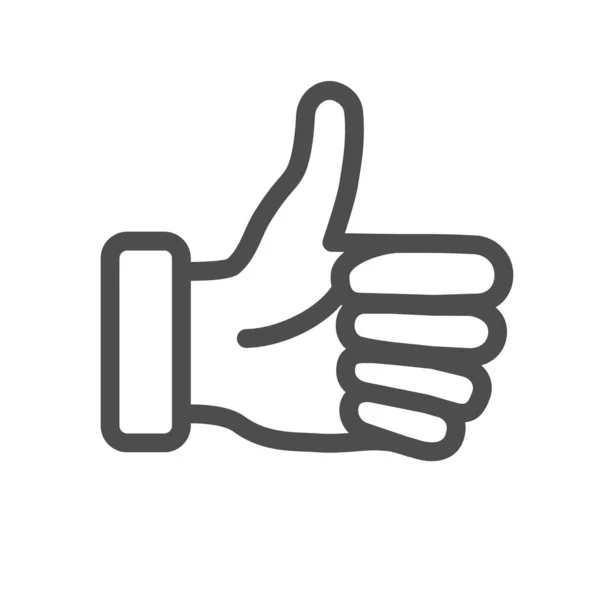 Comme icône de ligne de geste, geste de la main concept, pouce vers le haut signe sur fond blanc, Approbation et comme signe dans le style de contour pour concept mobile et web design. Graphiques vectoriels . — Image vectorielle