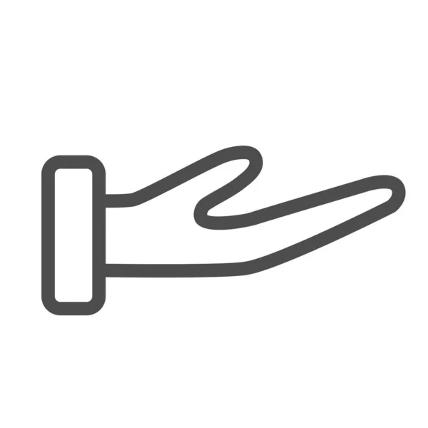 Human hand support gesture line icon, gesturi concept, primirea sau solicitarea semn de mână pe fundal alb, Palm deschide pictograma în stil contur pentru conceptul mobil, web design. Grafica vectoriala . — Vector de stoc