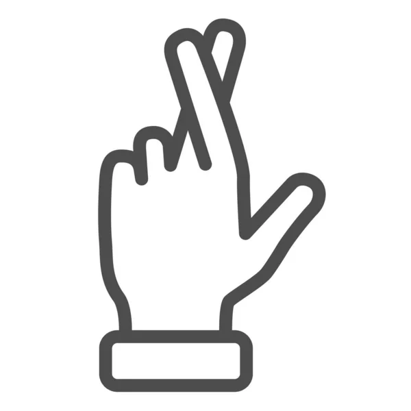 Icono de línea de gesto de promesa, concepto de gestos, Mano con dedos cruzados signo sobre fondo blanco, Gesto de buena suerte o icono de la fortuna en el estilo de esquema para móviles, diseño web. Gráficos vectoriales . — Vector de stock