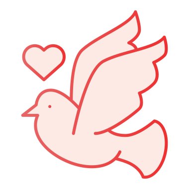 Düz kalpli güvercin. Düz moda sevimli güvercin pembe simgeleri. Sevgililer Günü gradyan tasarımı, web ve uygulama için tasarlanmış. Eps 10.