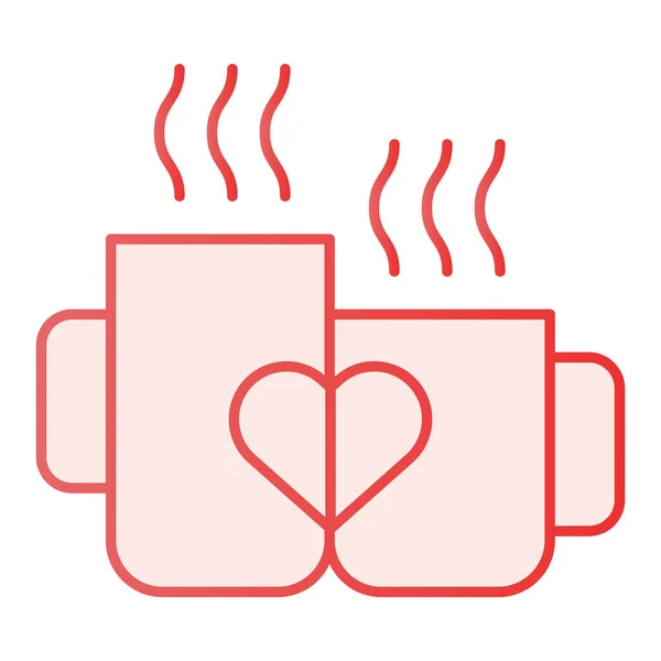 Tazas de amor icono plano. Copas con iconos de corazón rosa en estilo plano de moda. Dos tazas de San Valentín diseño de estilo gradiente, diseñado para web y aplicación. Eps 10 . — Archivo Imágenes Vectoriales