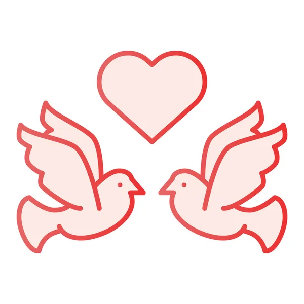 Palomas voladoras con icono plano del corazón. Love birds iconos rosados en estilo plano de moda. Diseño de estilo gradiente de San Valentín, diseñado para web y aplicación. Eps 10 . — Vector de stock