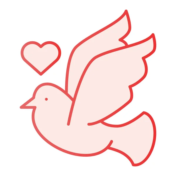 Dove with heart flat icon. Lovely dove pink icons in trendy flat style. Valentines day gradient style design, designed for web and app. Eps 10. — Stock Vector