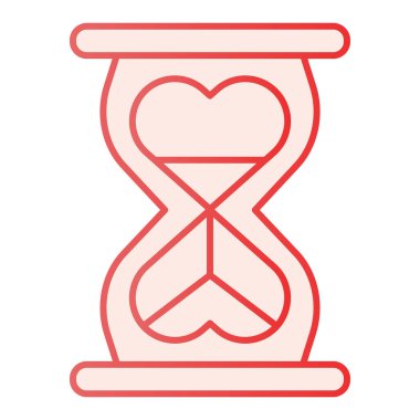 Kalp şeklinde saat camı düz bir ikon. Sonsuz aşk pembe simgeleri modaya uygun düz stil. Kum saati gradyan tasarımı, ağ ve uygulama için tasarlanmış. Eps 10.