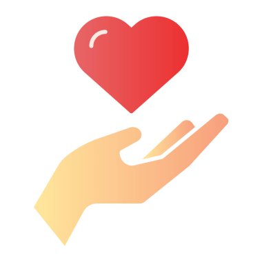 Kalp elinde düz bir ikon. Moda olan düz tarzda kol rengi simgelerinde aşk. Dikkat gradyan tasarımı, web ve uygulama için tasarlandı. Eps 10.