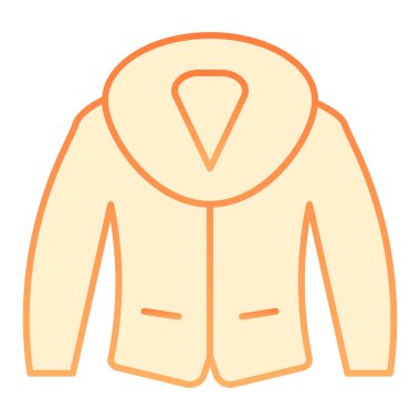 Kürk düz ikonlu ceket. Kış giysisi turuncu simgeler moda düz stil. Ağ ve uygulama için tasarlanmış daha yüksek giyim gradyan stili tasarımı. Eps 10.