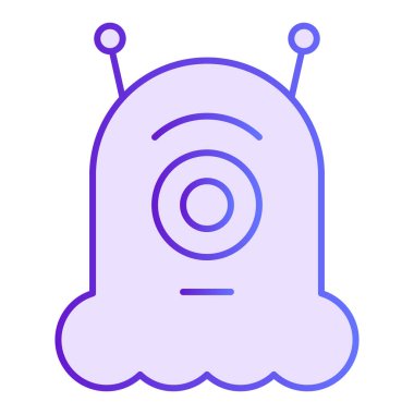 Uzaylı düz ikonu. Dünyadışı mor simgeler modayı takip ediyor. Canavar gradyan tarzı tasarım, ağ ve uygulama için tasarlanmış. Eps 10.