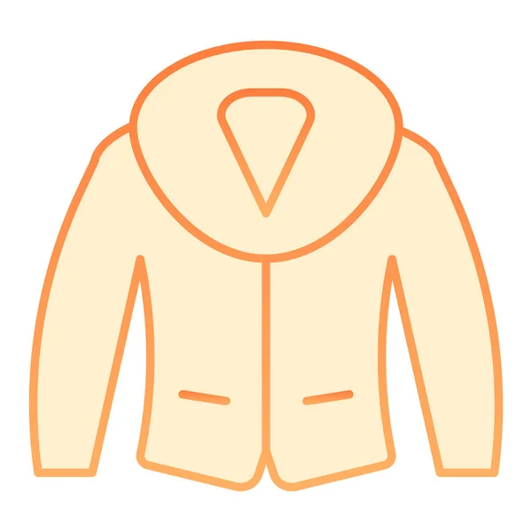 모피 플랫 아이콘으로 재킷을 입고. 겨울용 주황색 아이콘은 유행하는 편평 한 스타일이다. 외부 색차 디자인, 웹 과 앱용으로 설계되었다. Eps 10. — 스톡 벡터